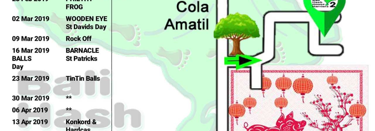 Bali Hash 2 Next Run Map #1411 Pure Desa Sobangan 9-Feb-19