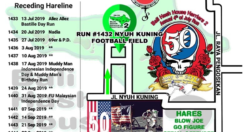 Bali Hash 2 Next Run Map #1432 Nyuh Kuning Football Field 4th of July Run