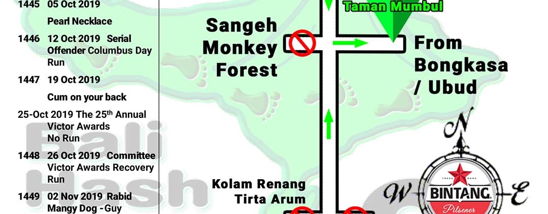 Bali Hash 2 Next Run Map #1443 Taman Mumbul Sangeh