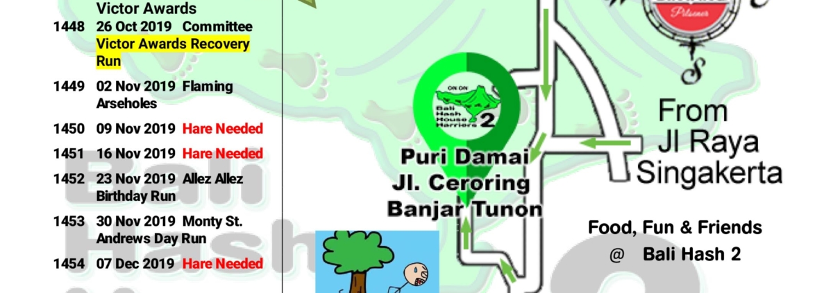 Bali Hash 2 Next Run Map #1446 Puri Damai Br Demayu