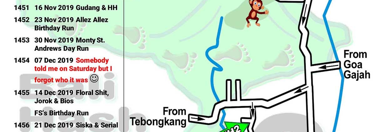 Bali Hash 2 Next Run Map #1449 Nyuh Kuning Ubud