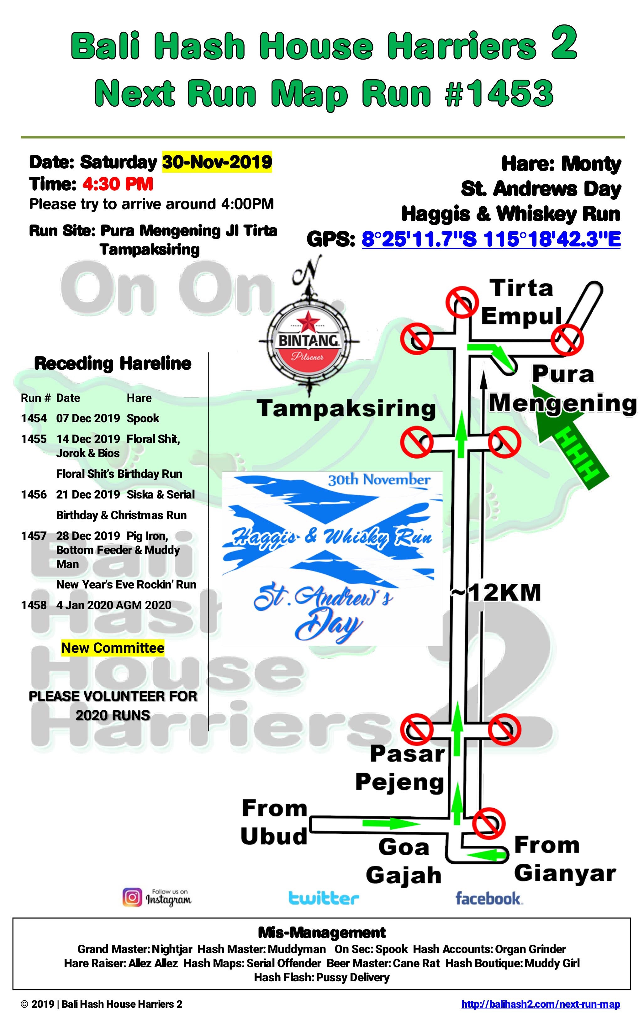 Bali Hash 2 Next Run Map #1453 Pura Mengening Tampaksiring