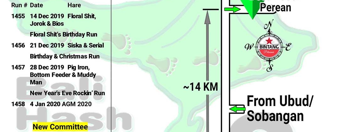 Bali Hash 2 Next Run Map #1454 Lapangan Puseh Perean