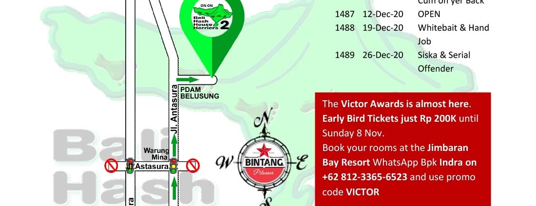 Bali Hash 2 Next Run Map #1482 PDAM Tirta Wening Belusung Peguyangan