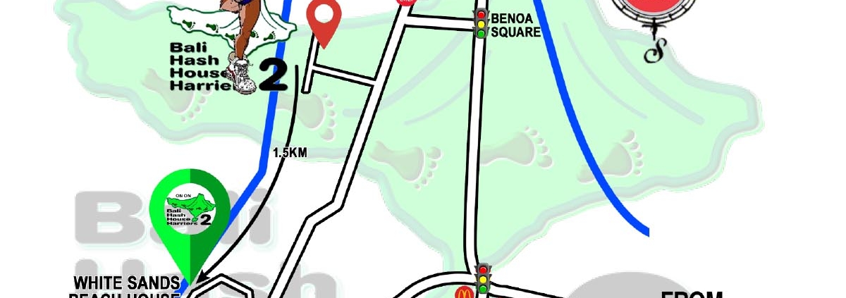 Bali Hash 2 Next Run Map #1483 Victor Awards Recovery Run White Sands Jimbaran