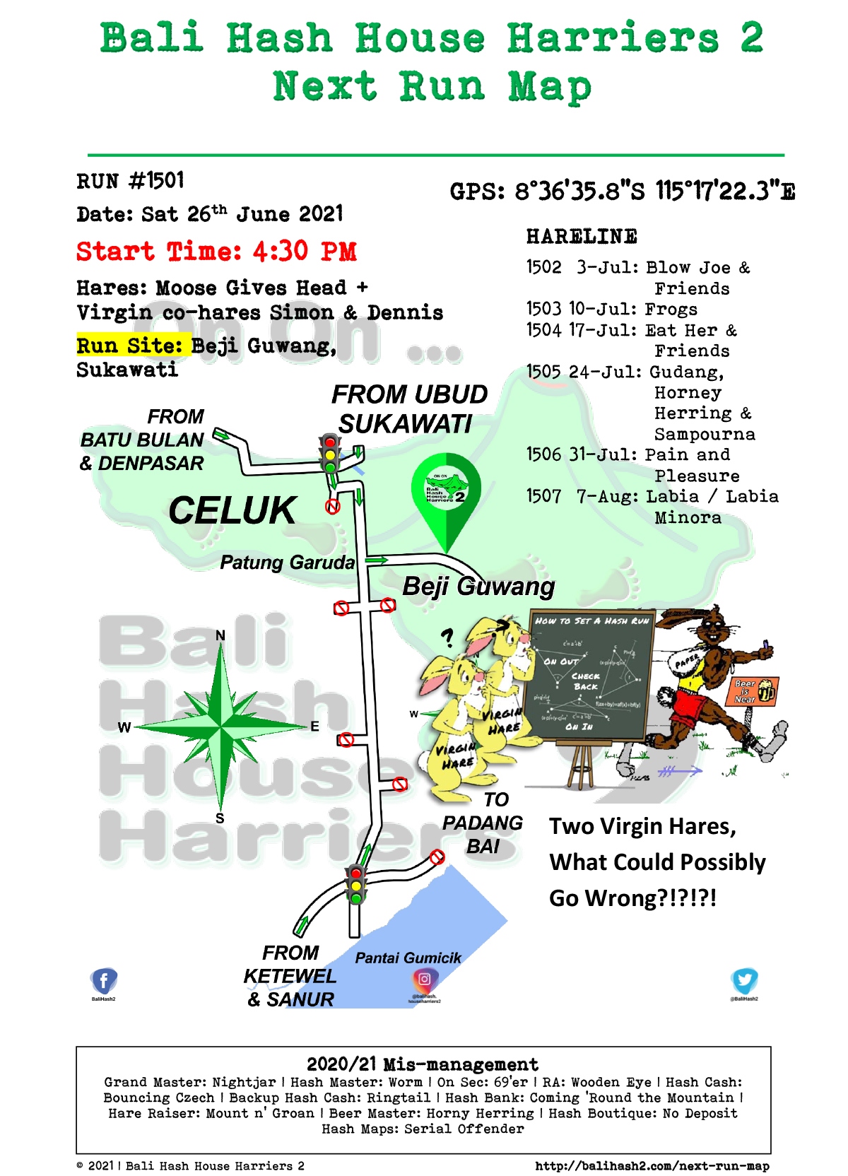 Bali Hash 2 Next Run Map #1501 Beji Guwang Sukawat