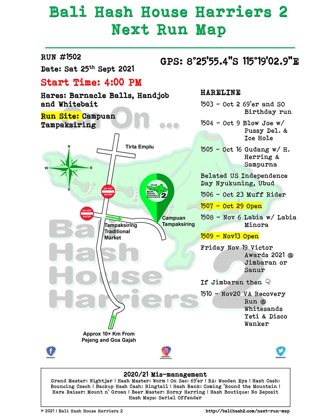 Bali Hash 2 Next Run Map #1502 Campuan Tampaksiring