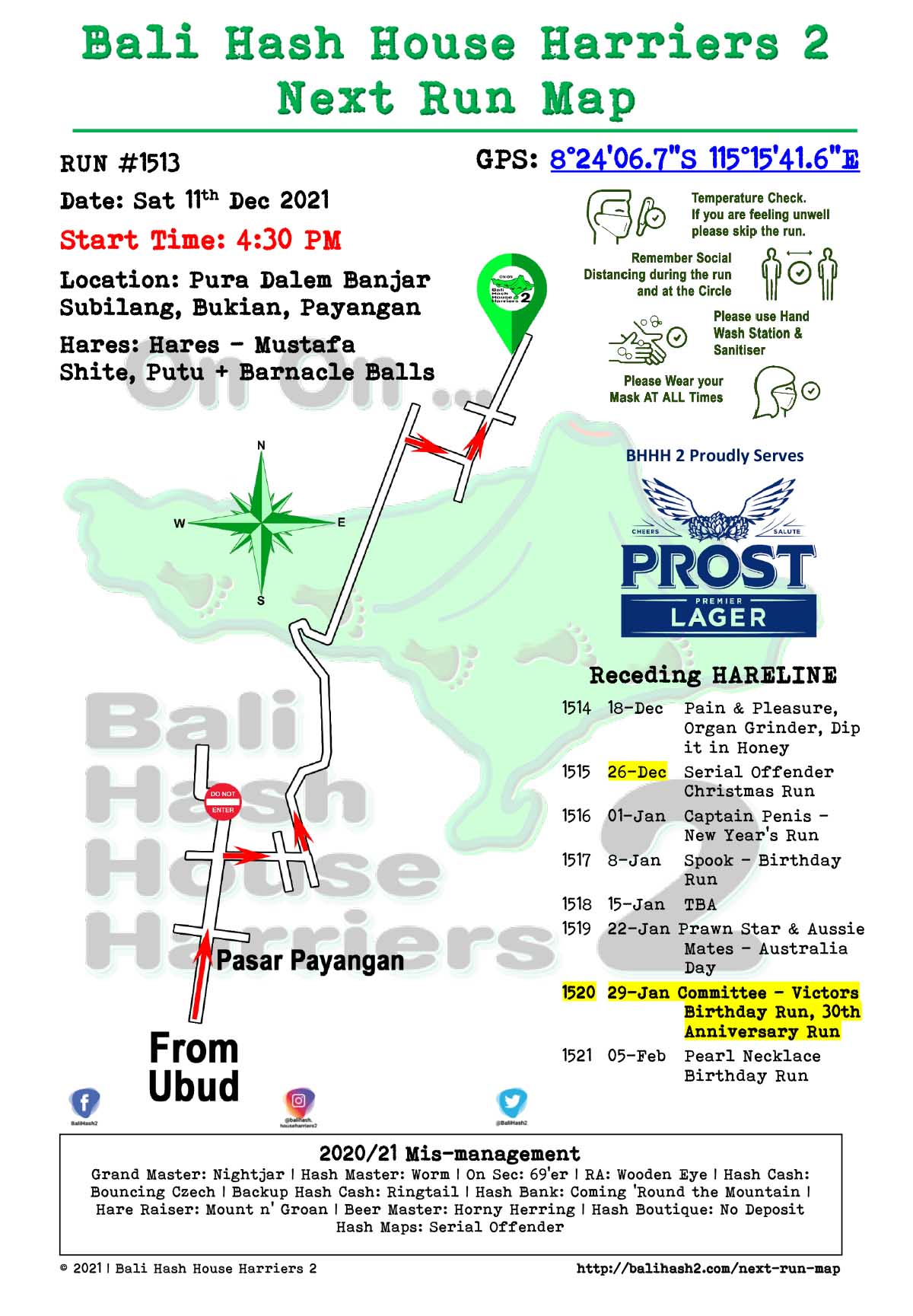 Bali Hash 2 Next Run Map #1513 Bukian Payangan Sat 11-Dec-21