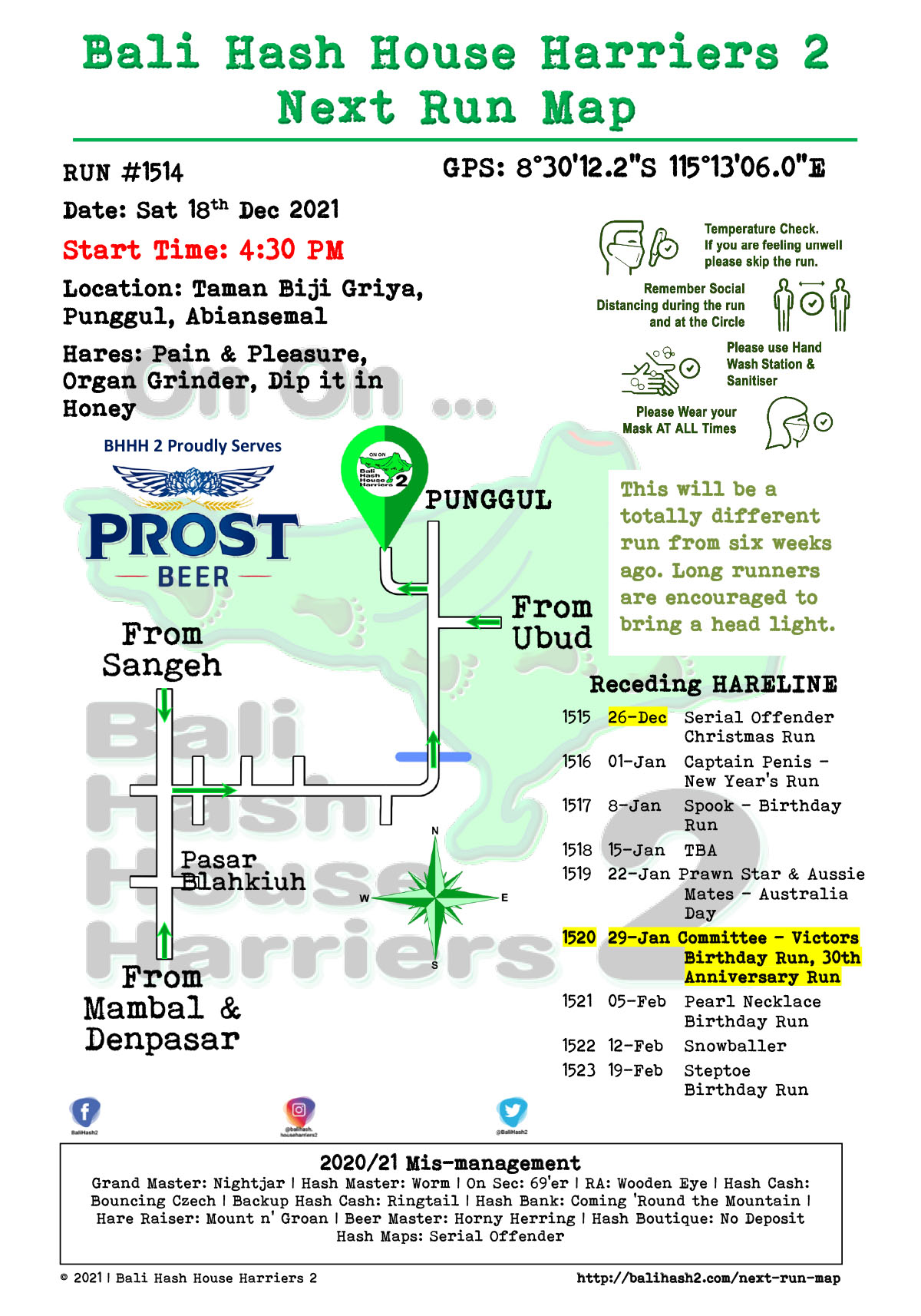 Bali Hash 2 Next Run Map #1514 Taman Beji Griya Punggul