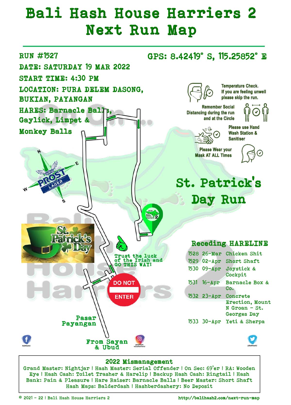 Bali Hash 2 Next Run Map #1527 Pura Delem Dasong Bukian Payangan 19-Mar